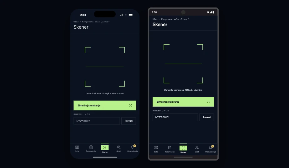 QR check-in na telefonu