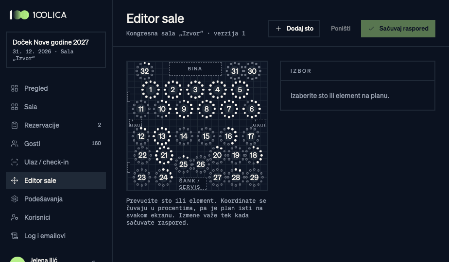 Screenshot: floor plan editor for the team
